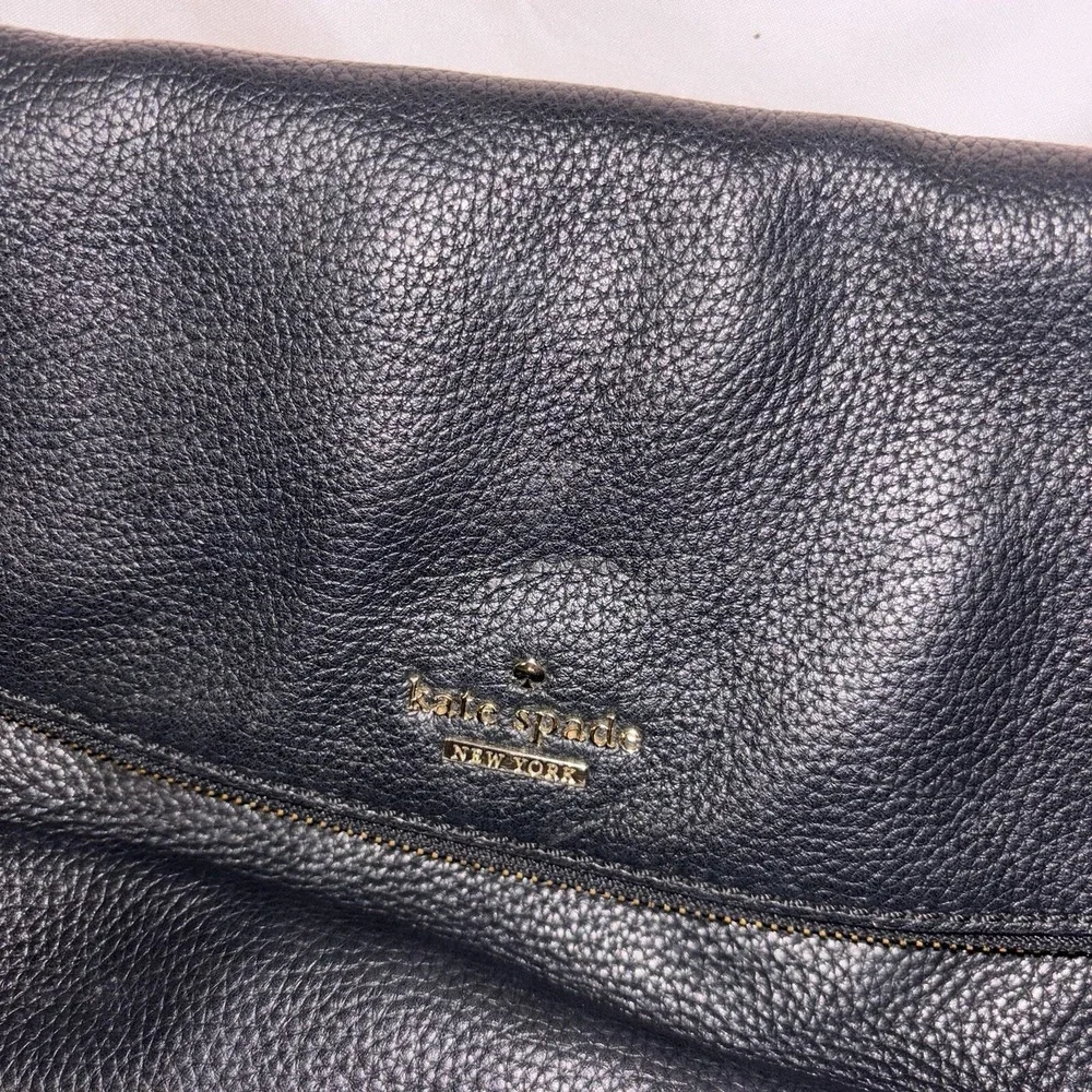 KATE SPADE Black Soft Leather Adjustable Strap Crossbody Shoulder Handbag Gold